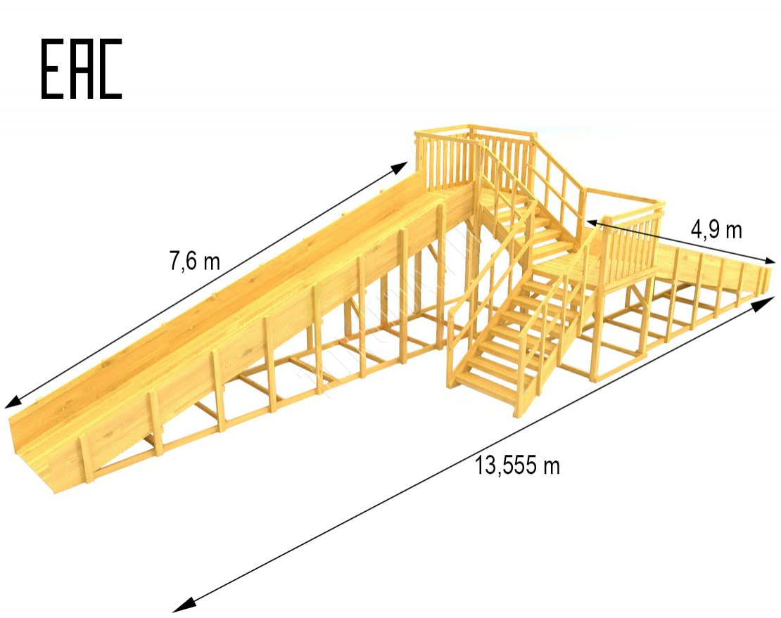 Зимняя горка TORUDA Север wood-7/1 (скат 4.9 м и 7.6)